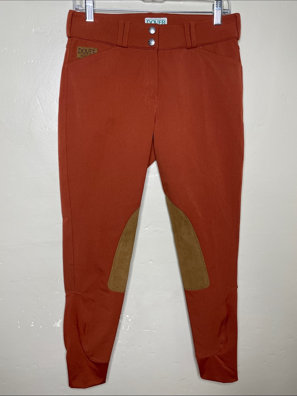 DOVER SADDLERY Rust Orange Patch Knee Equestrian Riding Britches Pants 28